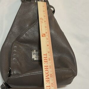 Valentina Gray Sling Backpack/Sling Bag Pebbled Leather Made In Italy